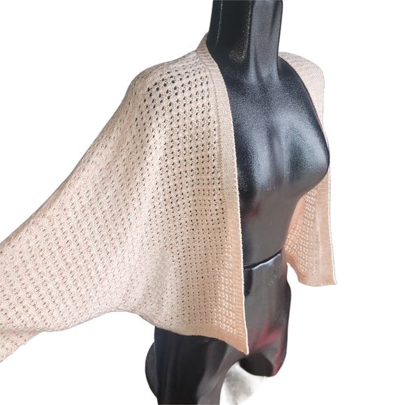 Ellie Light Peach Dolman Sleeve Open Front Cardigan M - Picture 3 of 7